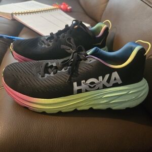 Hoka Kids' Black Sneakers with Rainbow Soles